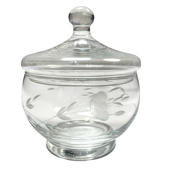 EUC - Vintage Princess House Etched Sugar-Creamer Set - Picture 3 of 3